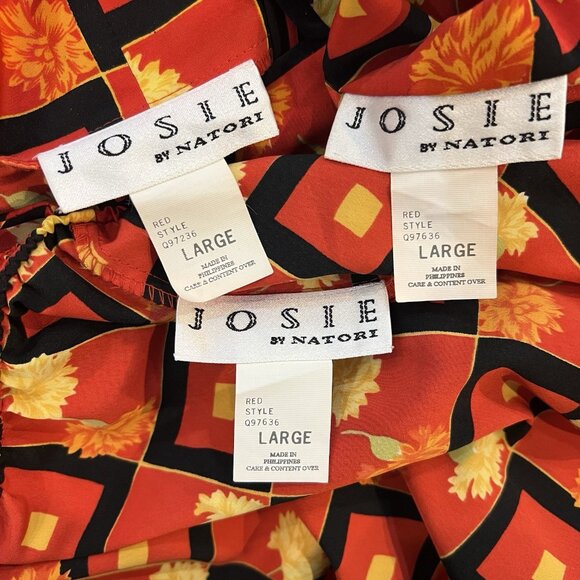 Josie by Natori Women's 3 Piece Pajama & Robe Set Large Button Front Top Pants L - Picture 15 of 16